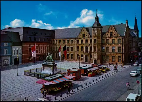 Ansichtskarte Düsseldorf Rathausplatz, Verkaufsstände 1970