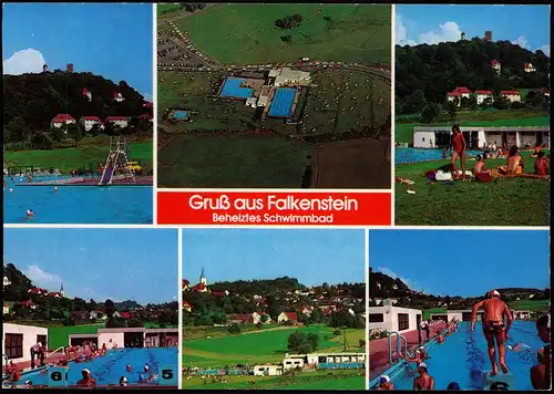 Falkenstein (Bayerischer Wald) Freibad Schwimmbad (Mehrbildkarte) 1980