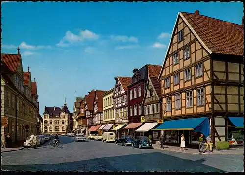 Ansichtskarte Celle Marktplatz, Geschäfte - VW Käfer 1969