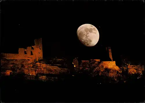 Ansichtskarte Dahn Burg Grafendahn und Tanstein, Mondnacht 1985