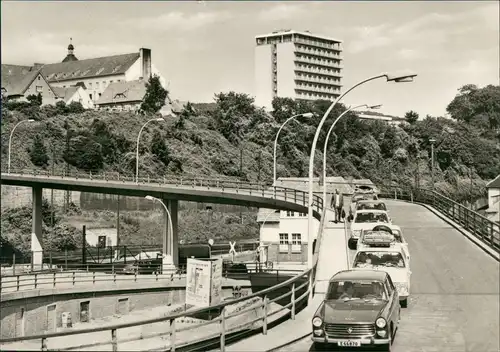 Ansichtskarte Binz (Rügen) Blick zum Rügen-Hotel, Straße und Autos 1973