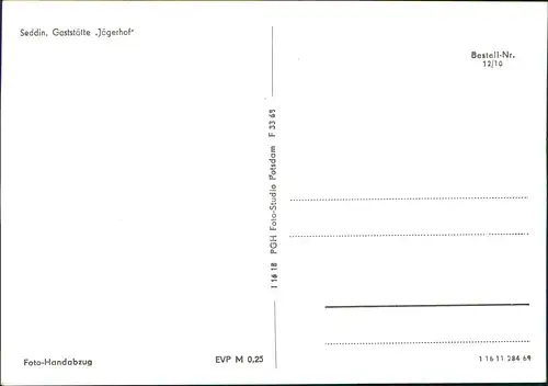 Ansichtskarte Seddin-Seddiner See Gaststätte "Jägerhof" 1969