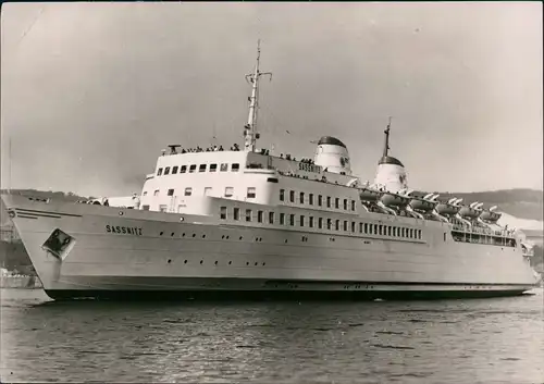 Ansichtskarte  Eisenbahnfahrschiff der Deutschen MS SASSNITZ - Schiff 1961