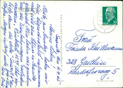 Ansichtskarte  Eisenbahnfahrschiff der Deutschen MS SASSNITZ - Schiff 1961