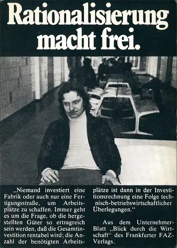 Ansichtskarte  Stimmungsbild "Rationalisierung macht frei" 1970