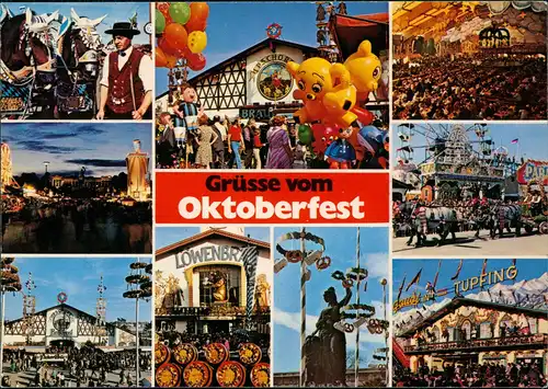 Ansichtskarte München Oktoberfest, Karusell, Bierzelte 1981