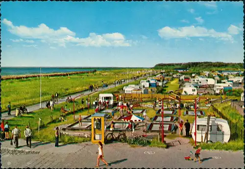 Ansichtskarte Sahlenburg-Cuxhaven Campingplatz, Wohnwagen, Telefonzelle 1971