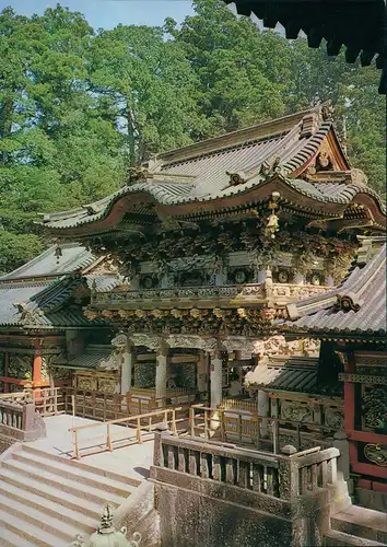 Postcard Japan Yomeimon Gate, Japan Nippon Tempel-Ansicht 1990