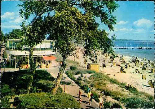 Ansichtskarte Scharbeutz Ansicht aus dem Ostseebad, Kiosk, Strand 1961