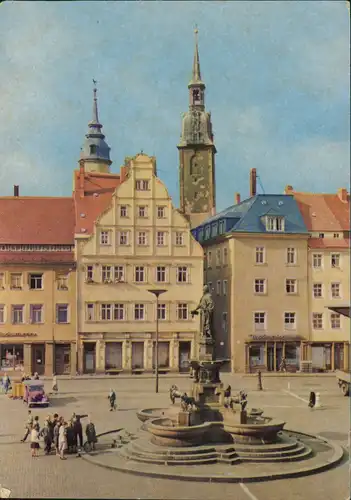 Ansichtskarte Freiberg (Sachsen) Obermarkt Blick zum Petriturm 1969