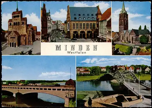 Minden MB Dom Markt-Marienkirche, Brücke Mittellandkanal, Wesertor uvm. 1970
