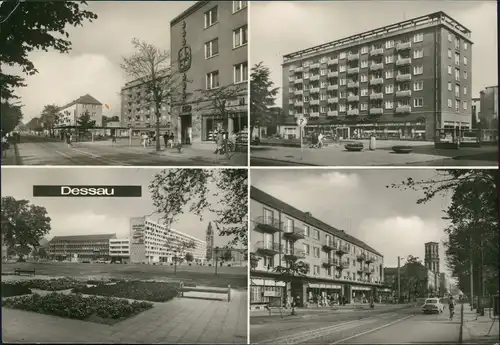 Dessau-Dessau-Roßlau Wilhelm-Pieck-Straße mit Geschäften und Hochhäusern 1963