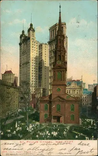 Postcard New York City ST PAUL' S CHAPEL, NEW YORK 1907