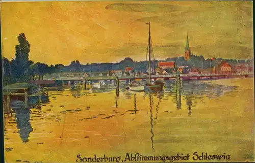 Sonderburg Sønderborg  (Künstlerkarte) Abstimmungsgebiet Schleswig 1920