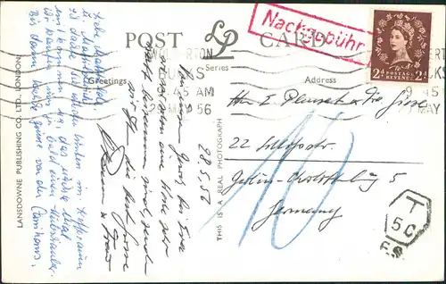 Postcard London Piccadilly Circus by Night, Abend 1956   gel NACHGEBÜHR Stempel