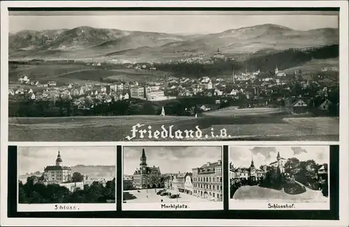 Friedland Isergebirge Frýdlant  Čechách  Ortspanorama, Schloss, Marktplatz 1940