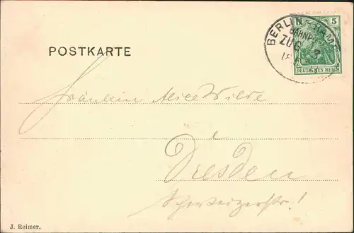 Ansichtskarte Hamburg Dovenfleet 1900   gel   Bahnpost (Bahnpoststempel Zug 3)