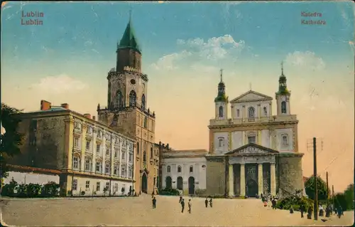 Postcard Lublin Lublin Partie an der Kathedrale 1916