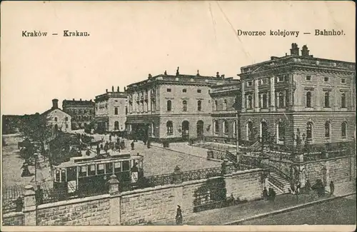 Postcard Krakau Kraków Dworzec kolejowy - Bahnhof. 1915