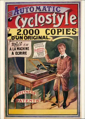 Ansichtskarte  Reklame & Werbung REPRO Automatic Cyclostyle 1890/1990