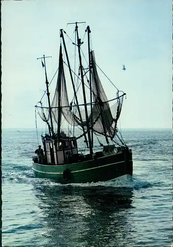 Ansichtskarte  Fischerboot auf See 1969
