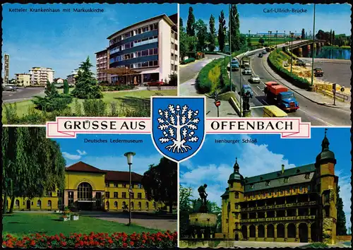 Offenbach (Main) Mehrbild-AK  Deutsches Ledermuseum Ketteler Krankenhaus  1965