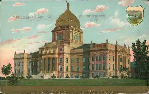 Helena Montana Capitol - Gold-Präge-Karte 1910 Goldrand/Prägekarte