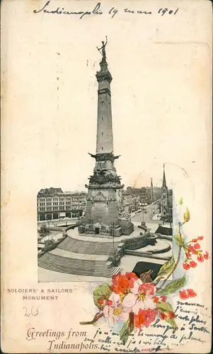 Postcard Indianapolis SOLDIERS' & SAILORS' MONUMENT 1901