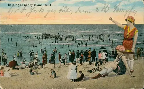 Postcard Brooklyn Bathing at Coney Island, N. Y. 1933
