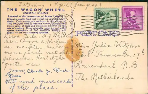 Postcard Rockton THE WAGON WHEEL (Restaurant) Mehrbildkarte 1961