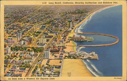 Long Beach Aerial View (Luftbild) Showing Auditorium and Rainbow Pier 1940