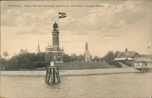 Holtenau-Kiel Holtenå  Denkmal, Leuchtturm, Wartehalle, Lootsen-Station. 1910