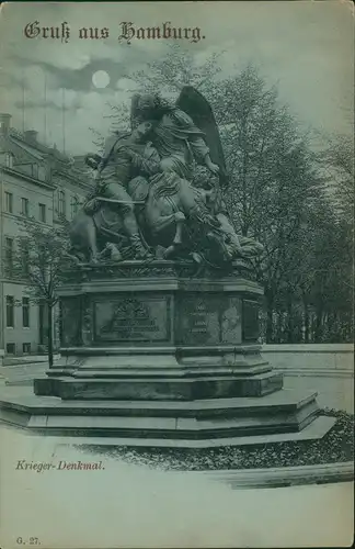 Ansichtskarte Hamburg Krieger-Denkmal - Mondscheinlitho 1899