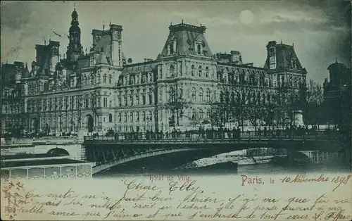 9. Hôtel de Ville-Paris Rathaus bei Mondschein, Hôtel de Ville 1898 Luna