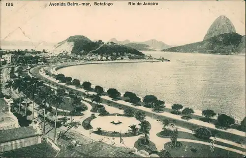 Postcard Botafogo-Rio de Janeiro Avenida Beira-mar 1913