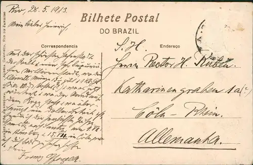 Postcard Botafogo-Rio de Janeiro Avenida Beira-mar 1913