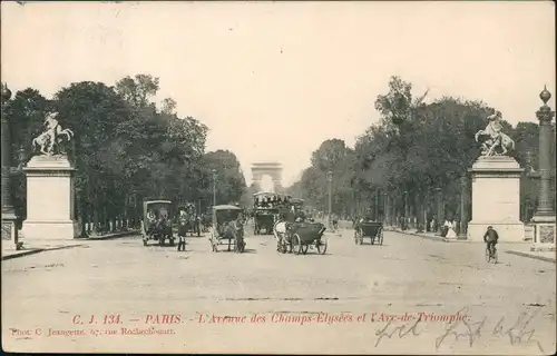 CPA Paris Avenue des Champs-Elysées, belebt 1906