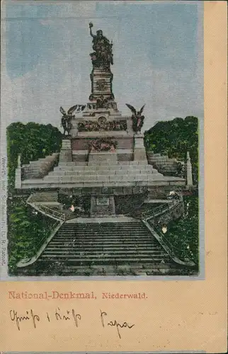 Rüdesheim (Rhein) Denkmal 1904 Silber-Effekt Ankunftsstempel Swinemünde