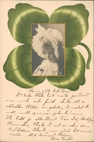 Menschen/Soziales Leben - Kinder Mädchenbild auf Effekt-Kleeblatt 1909