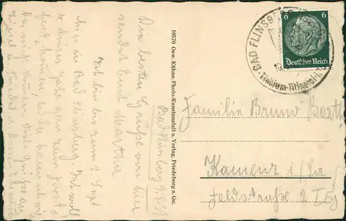 Postcard Bad Flinsberg Świeradów-Zdrój Blick auf den Bahnhof 1938