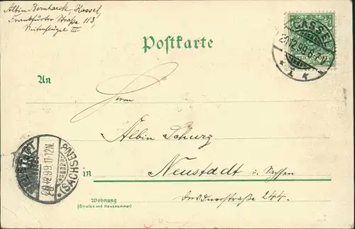 Litho AK Bad Wilhelmshöhe-Kassel Cassel 2 Bild: Cascaden und Schloß 1899