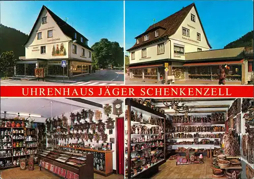 Schenkenzell Mehrbild-AK mit Uhrenhaus JÄGER Ortsansichten 1975