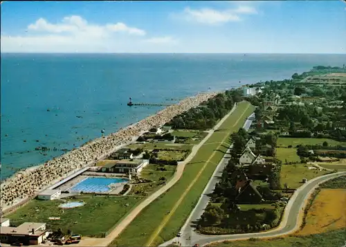 Dahme (Holstein) Luftbild Strand und Freibad vom Flugzeug aus 1970