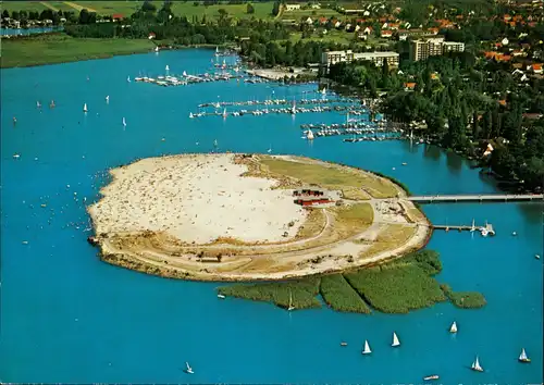 Ansichtskarte .Niedersachsen Luftaufnahme Badeinsel im Steinhuder Meer 1970