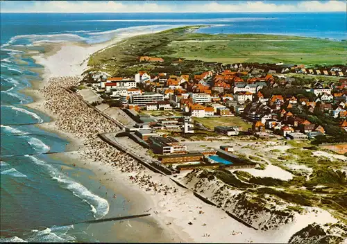 Ansichtskarte Wangerooge Luftbild Nordseeheilbad Nordsee Strand 1970
