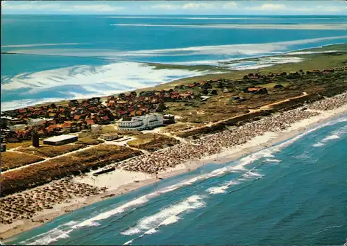 Juist Nordseebad INSEL JUIST vom Flugzeug aus, Luftaufnahme 1970