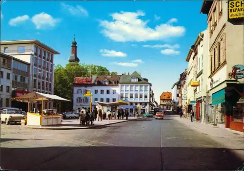 Ansichtskarte Bad Kreuznach Kornmarkt Bus Haltestelle und Sparkasse 1970