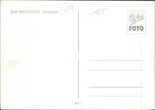 Ansichtskarte Bad Kreuznach Kornmarkt Bus Haltestelle und Sparkasse 1970