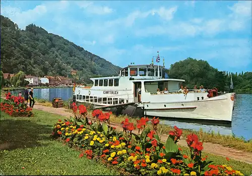 Miltenberg (Main) Mainpartie mit Schiff Fahrgastschiff SCHNATTERLOCH 1980