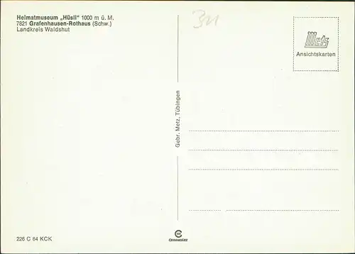 Rothaus-Grafenhausen Heimatmuseum HÜSLI Innenansichten Mehrbildkarte 1975